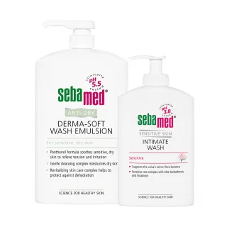 【SEBAMED 施巴】抗乾敏滋潤浴露1000ml+護潔露400ml(總代理)