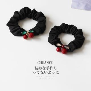 【TWINKLE】TW1490#髮圈★*鋯石櫻桃*馬尾髮圈/大腸髮圈(2色)