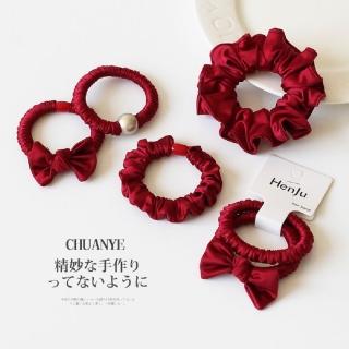 【TWINKLE】TW1491#髮圈★*紅色緞面特輯*馬尾髮圈/大腸髮圈(4色)