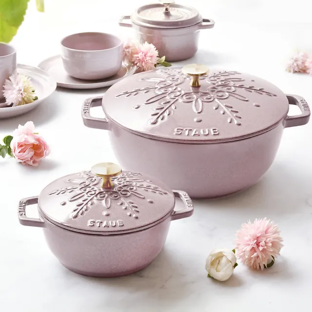 【STAUB】雪花雕花琺瑯鑄鐵鍋和食鍋16cm-顏色任選(德國雙人牌集團官方直營)