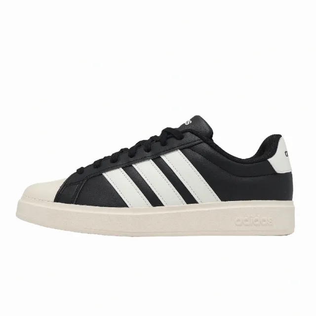 【adidas 愛迪達】休閒鞋 Streettalk 女鞋 黑 白 復古 皮革 JP8284