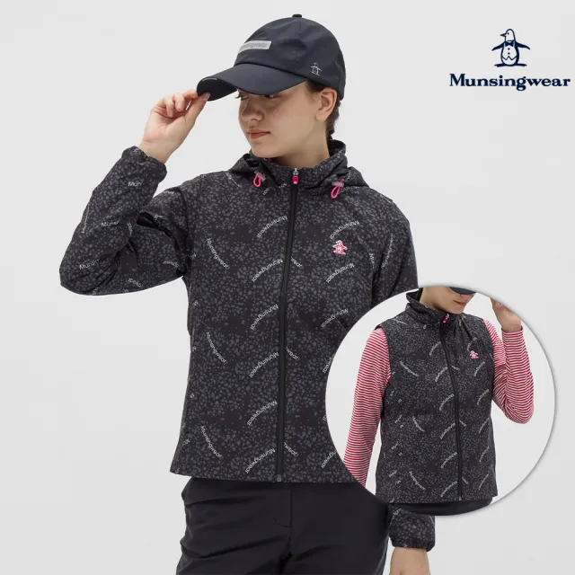 【Munsingwear】企鵝牌 女款黑色標準版型防潑水外套 MLWJ6622