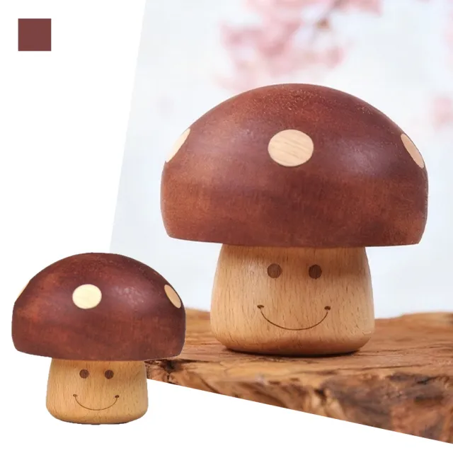 【MoonDy】擺件 裝飾品 音樂盒 蘑菇裝飾品 烏檀木音樂盒 旋轉八音盒 木雕擺件 桌面擺設 客廳擺件