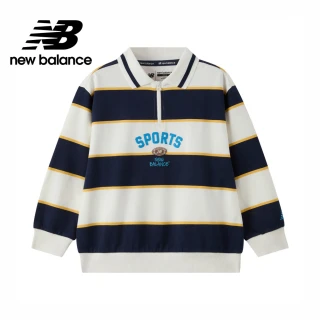 【NEW BALANCE】NB 童裝 半開襟大學T_7ZG2605WNV_男童/女童_藍杏色
