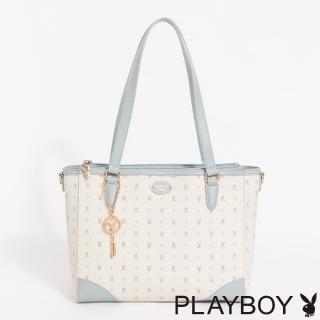 【PLAYBOY】托特包附長背帶 Blissful系列 - 藍色