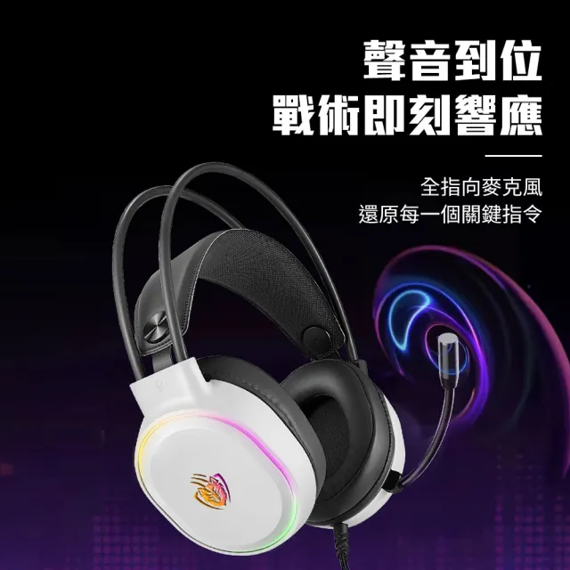 【e-Power】AURORA 7.1聲道 RGB 電競耳機麥克風 魔幻黑/幻雪白 耳機 麥克風(耳麥 RGB 環繞音效)