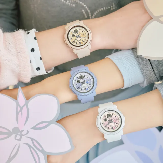 【CASIO 卡西歐】BABY-G BGA-290FL-7A 精緻花朵閃耀水晶雙顯腕錶 白 41.5mm