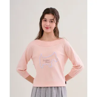 【SCOTTISH HOUSE】花朵大狗七分袖針織-粉色 CIVA1408