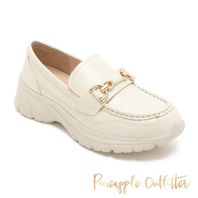 【Pineapple Outfitter】厚底增高馬銜扣樂福鞋ELIF(鏡白色)
