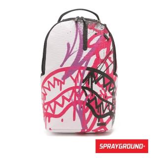 【SPRAYGROUND】噴墨雙色塗鴉鋸齒鯊大容量後揹包(白色)