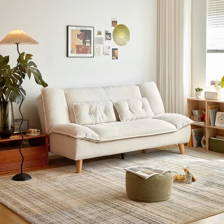 【hoi! 好好生活】Linsy小雲朵仿棉麻可拆洗1.55M雙人沙發 奶芙白