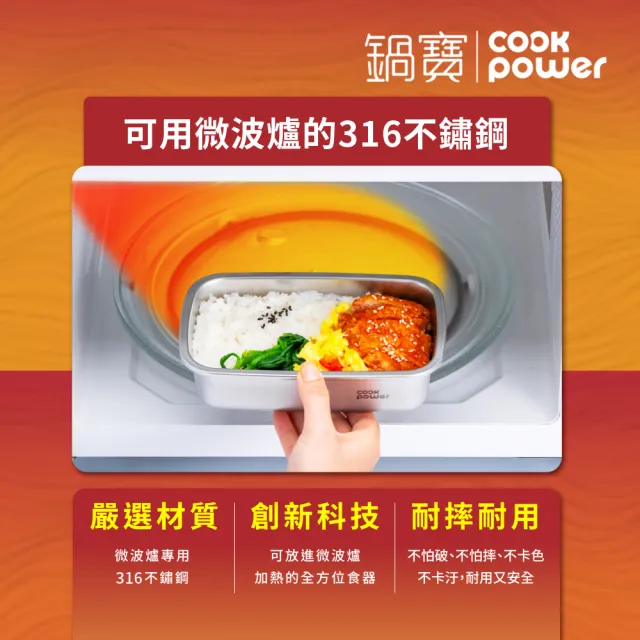 【CookPower 鍋寶】微氧系列可微波316不鏽鋼保鮮盒精選6件組