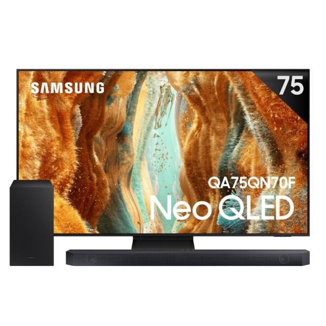 【Samsung 三星】75型 4K Neo QLED AI智慧顯示器 75QN70F 壁掛安裝(QA75QN70FAXXZW)