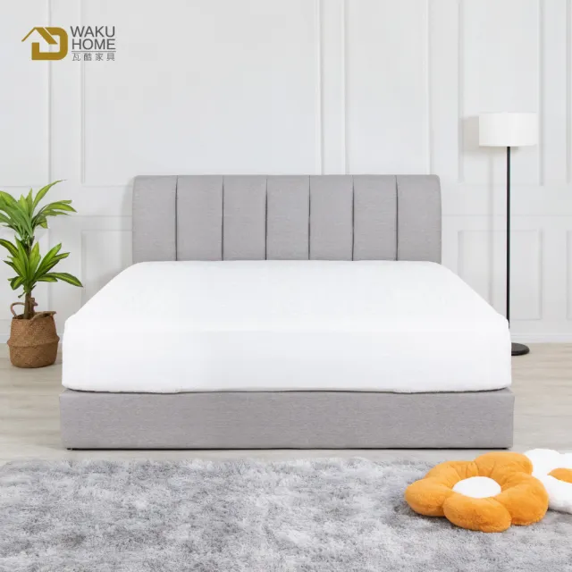 【WAKUHOME 瓦酷家具】Thor6尺質感灰高背貓抓皮床組-布床-雙人加大-6*6.2尺-B001-S303