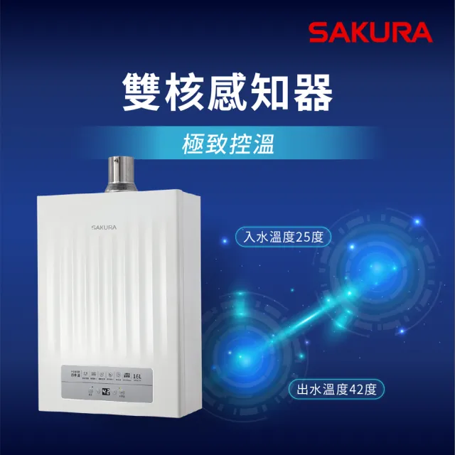 【SAKURA 櫻花】16L POWER四季溫智能恆溫熱水器DH1637H(FE式 原廠安裝-官方直營)