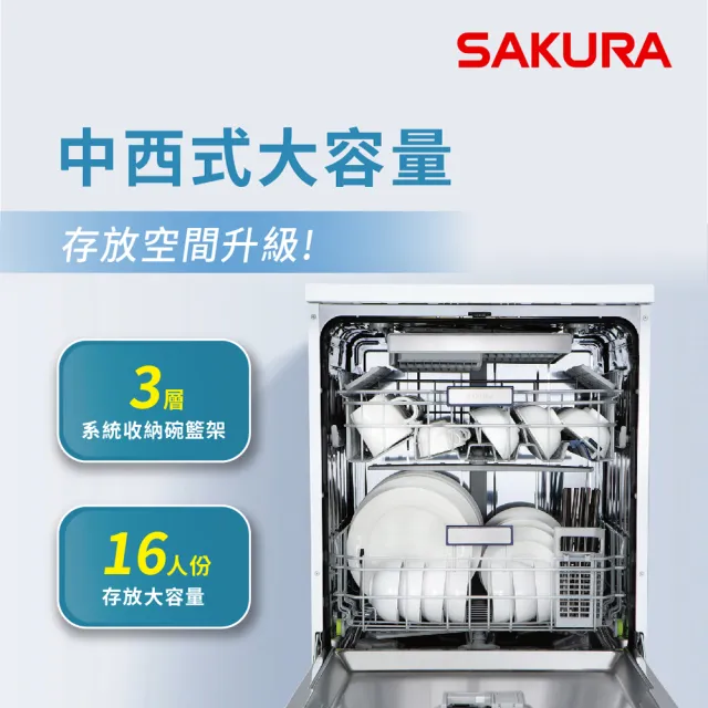 【SAKURA 櫻花】獨立式熱風烘乾洗碗機(E7881 原廠安裝-官方直營)