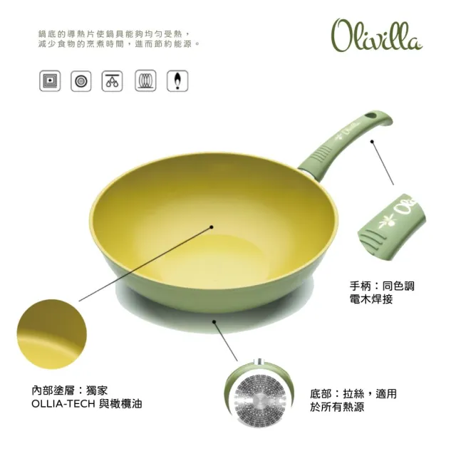 【ILLA 伊拉】橄欖油不沾平底鍋 28cm OL6328