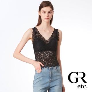 【GLORY21】實體同步款-etc.法式蕾絲BRA TOP內搭背心(黑色)