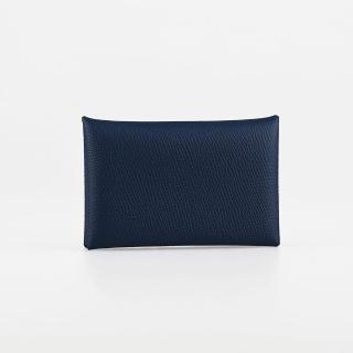 【Hermes 愛馬仕】CALVI系列名片卡夾(深藍)