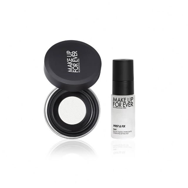 【MAKE UP FOR EVER】明星定妝必推組(粉無痕光圈蜜粉8.5g+超光肌活氧定妝噴霧30ml