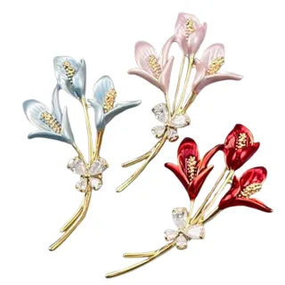 【ANGEL】蝴蝶百合花淡雅氣質胸針別針兩用款(3色可選)