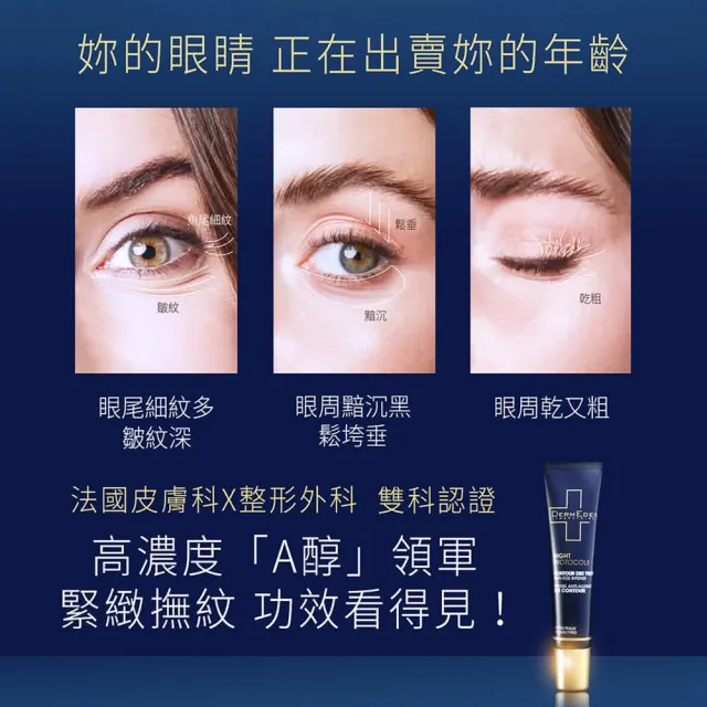 【DermEden 得美登】1%A醇撫紋眼霜15ml+5%PHA保濕霜50ml(改善眼周細紋暗沉)