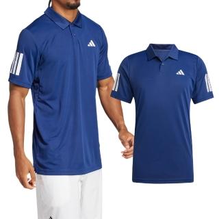 【adidas 愛迪達】CLUB 3STR POLO 男款 藍色 排汗 Polo衫 短袖 JN9006