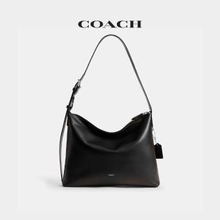 【COACH】蔻馳官方直營 復古摯愛皮革MOTT 38號郵差包-黑色/淺棕黃色(CEF52)