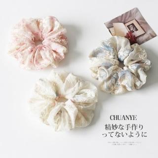 【TWINKLE】TW1496#髮圈★20mm*刺繡網紗*馬尾髮圈/大腸髮圈(3色)