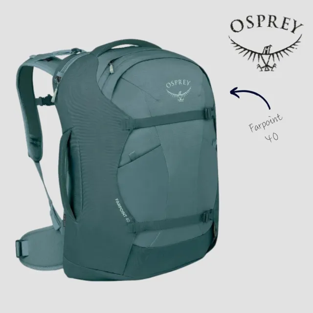 【Osprey】☆2026新改款☆ Farpoint 40 多功能旅行背包 男 瀑布激流藍 (背包旅行 行李背包 登機包)