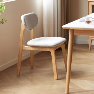 【hoi! 好好生活】源氏木語鹿特丹橡膠木實木布面餐椅2入 Y245S01 砂礫白