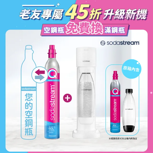 【Sodastream】(舊換新)GAIA快扣機型氣泡水機-白/黑(您須有1支空鋼瓶)
