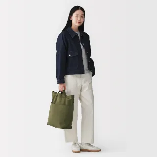 【MUJI 無印良品】帆布肩背托特包(黑色/原色/卡其綠)