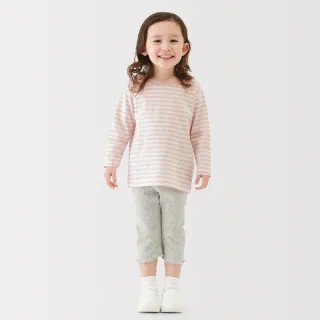 【MUJI 無印良品】幼兒容易穿脫棉天竺圓領長袖T恤(黑橫紋/淺米橫紋/淡粉橫紋/淺綠橫紋)