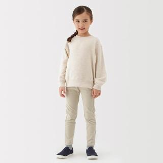 【MUJI 無印良品】兒童彈性針織斜紋織緊身長褲(墨灰/黑色/米黃/淺米)