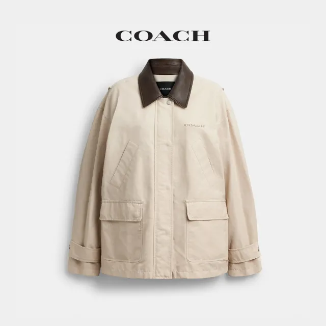 【COACH】蔻馳官方直營 塗蠟COUNTRY外套-石灰色(CDT42)