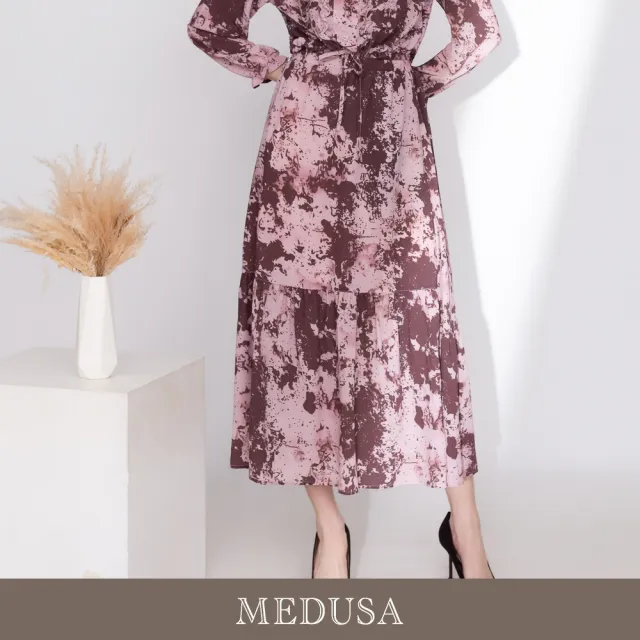 【MEDUSA 曼度莎】現貨-粉色暈染層次雪紡長裙（M-XL）｜雪紡長裙 暈染長裙 女休閒裙（701-1330C）