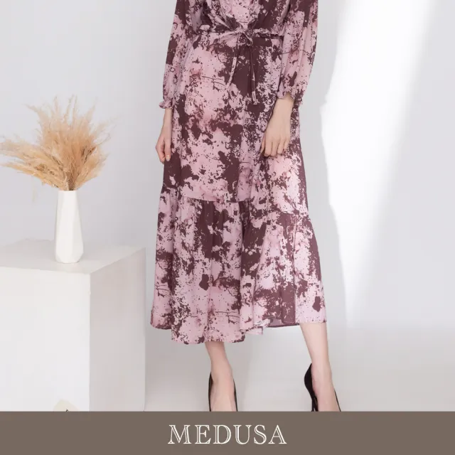 【MEDUSA 曼度莎】現貨-粉色暈染層次雪紡長裙（M-XL）｜雪紡長裙 暈染長裙 女休閒裙（701-1330C）