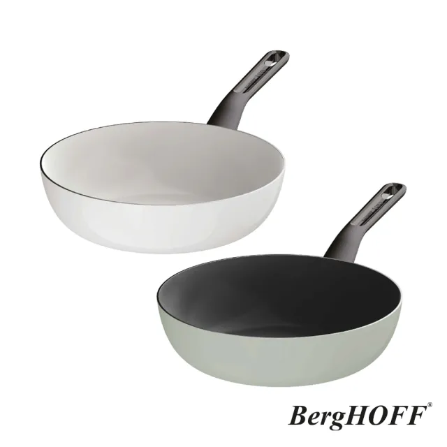 【BergHOFF 貝高福】Glints陶瓷塗層不沾鍋單柄炒鍋28cm(BHGL-28W)