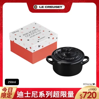 【Le Creuset】瓷器迷你圓烤盅(迪士尼米奇系列 閃亮黑 )