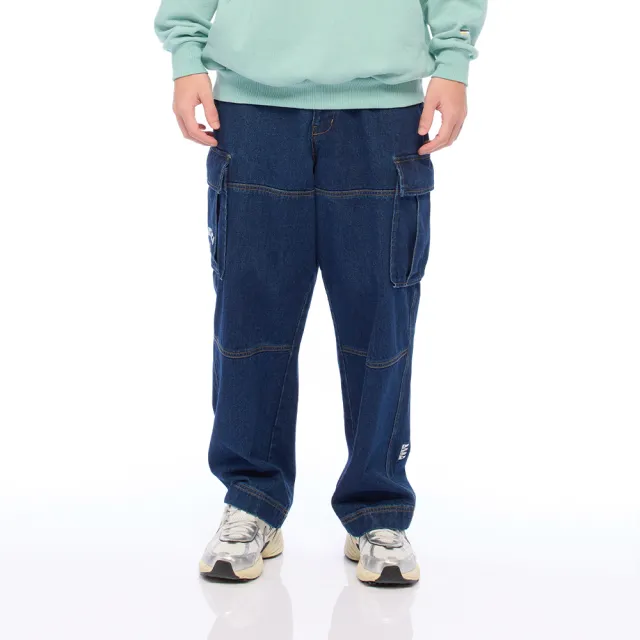 【NAUTICA】官方旗艦 City Boy系列 男裝 街頭寬版大口袋丹寧長褲(藍色)