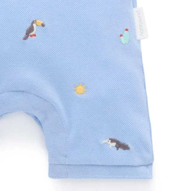 【Purebaby】澳洲有機棉 嬰兒短袖連身衣(新生兒包屁衣 春夏款 POLO衫式)
