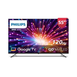 【Philips 飛利浦】55型 4K Mini LED 120Hz Google TV 智慧顯示器(55PML8969)