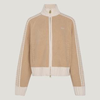 【adidas 愛迪達】外套 女 針織外套 寬鬆 三葉草 亞規 W KNIT TT 卡其 KV8866