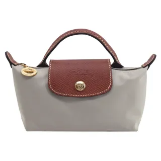 【LONGCHAMP】LE PLIAGE系列再生尼龍手提化妝包(小石子灰)