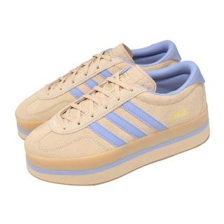 【adidas 愛迪達】休閒鞋 Gazelle Stack W 女鞋 米 藍 麂皮 厚底 增高 JS3927