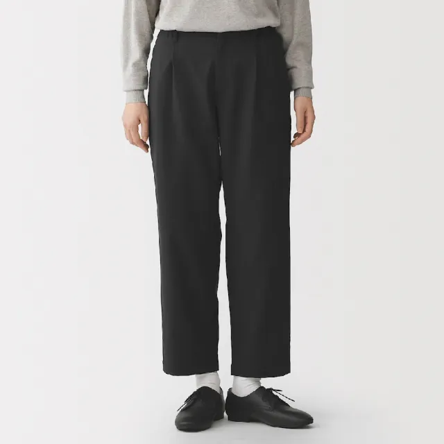 【MUJI 無印良品】女撥水加工彈性打褶錐形褲(灰色/黑色/暗藍)
