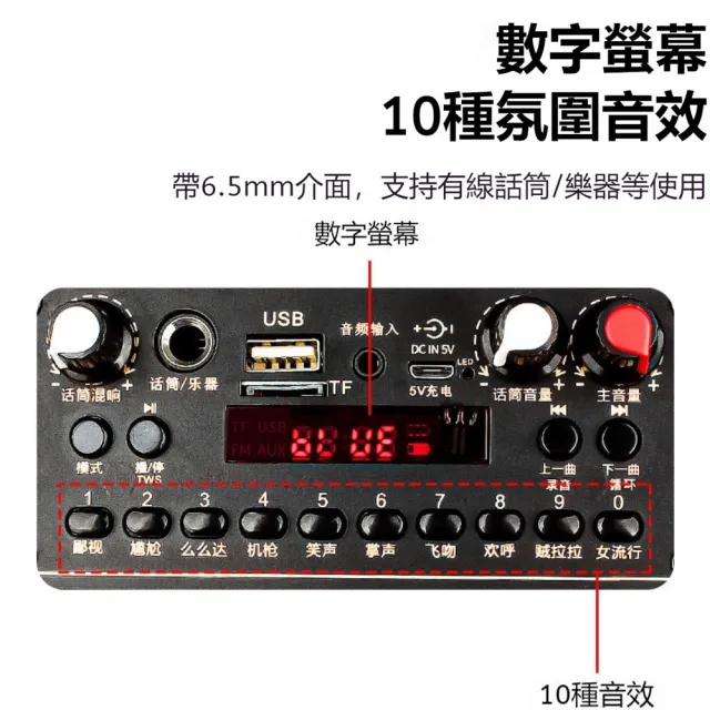 VWV 手提K歌音響 藍牙音箱 無線麥克風音箱（續航持久 一鍵錄音 附雙無線麥+遙控器 帶燈光）