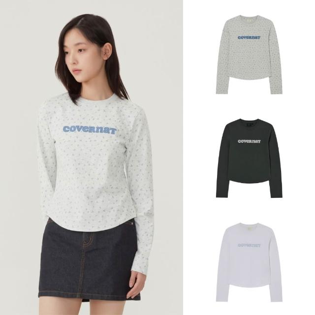 【COVERNAT】女款Logo長袖T恤(WMS長袖上衣 白/炭灰/混灰色)