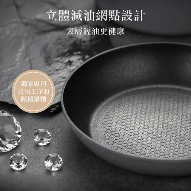 【DIAMOND CHEF】黑金石墨烯不沾鍋雙耳湯鍋24cm(含蓋/IH爐可用/火鍋)